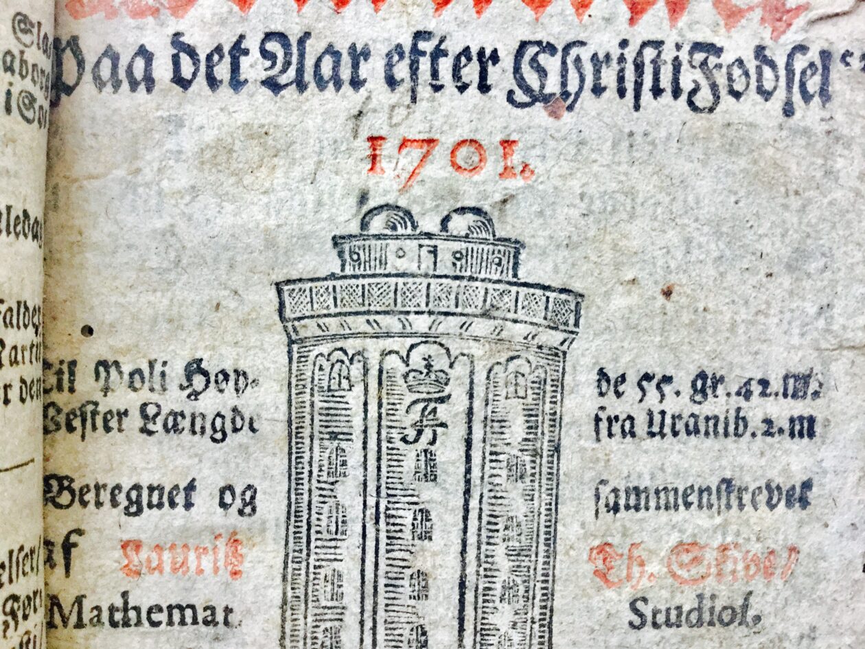 The 1701 almanac with the royal cipher of Frederik IV The 1701 almanac with the royal cipher of Frederik IV