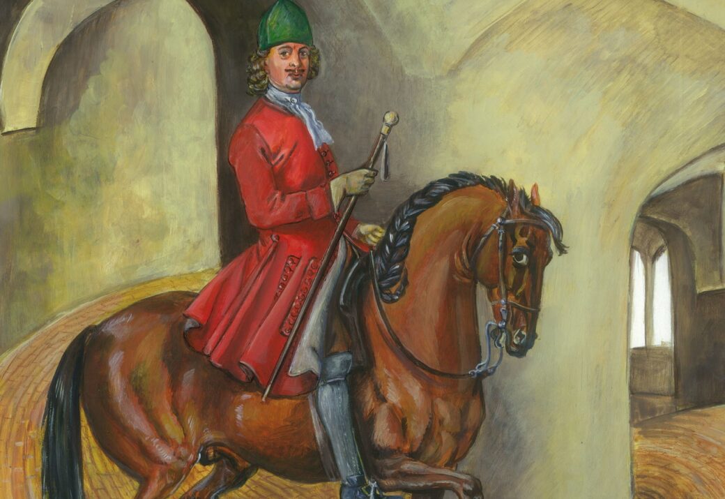 A modern depiction of Peter the Great in the Round Tower