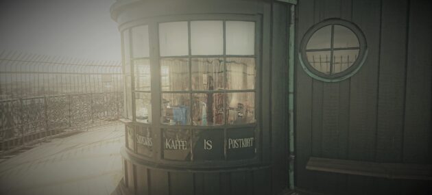 The Round Tower’s newly restored kiosk at the top a day in May 2018 The Round Tower's newly restored kiosk at the top a day in May 2018