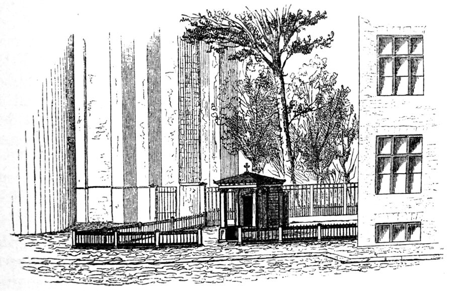 The serving stall of drinking water as depicted in a contemporary flyer.